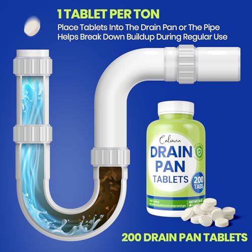 Calvana AC Drain Line Cleaner Kit with 200 Tablets, Adapter - Image 5