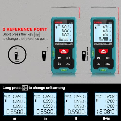 Kiprim LD50E Laser Distance Measure,165ft/50M - Image 3