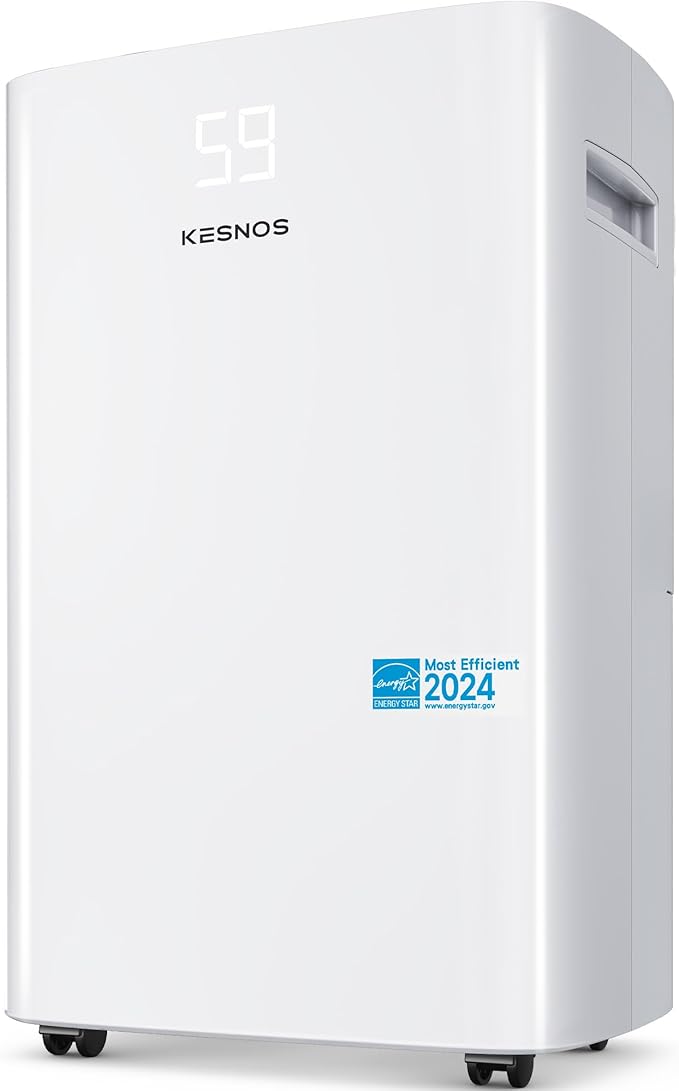 Kesnos 4,500 Sq. Ft. Energy Star Dehumidifier for Home, 52 Pint Dehumidifier with Drain Hose for Basement, Bedroom, Bathroom, Room, Featuring Front Display, 24H Timer and Auto Defrost Function
