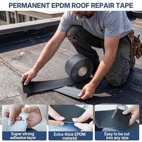 32.8ft X 4in EPDM Rubber Roofing Seam Tape, Self Adhesive - Image 7