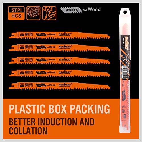5-Pack 9-Inch Wood Pruning Reciprocating Saw Blades, 5TPI - Image 7