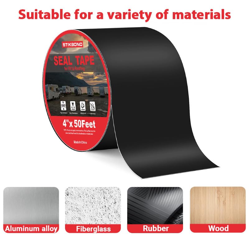 4" x 50Ft 1-Pack Black RV Sealant Tape,Waterproof - Image 4