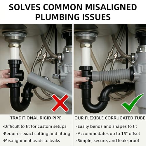 Flexible Garbage Disposal Drain Tube Kit, 1-1/2-Inch Corrugated - Image 7