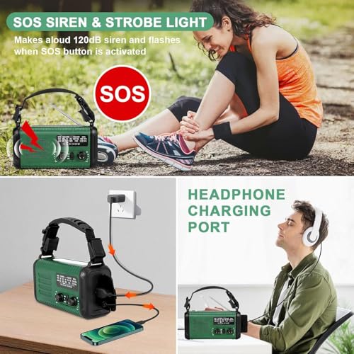 Hand Crank Emergency Radio, NOAA Weather Radio with AM/FM & Solar - Image 7