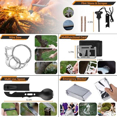 Survival Kit, 250pcs Survival Tools Tactical Gear and Trauma Bag - Image 6