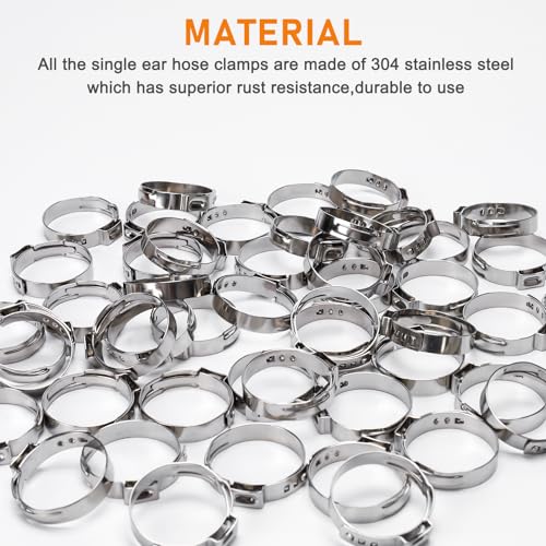 117PCS Sieqioor 16 Sizes Single Ear Hose Clamps,5.3-48.5mm(0.21–1 - Image 7