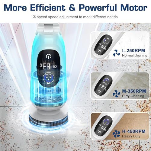 Electric Spin Scrubber, 200Mins Runtime Bathroom Scrubber - Image 3