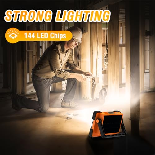 120W Solar Rechargeable 144 LED Work Light, 10000LM Flood Light - Image 4