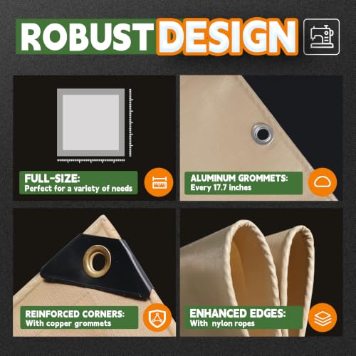 RAINDEWAY 10' X 15' Heavy Duty Tan Poly Tarp Multipurpose - Image 5
