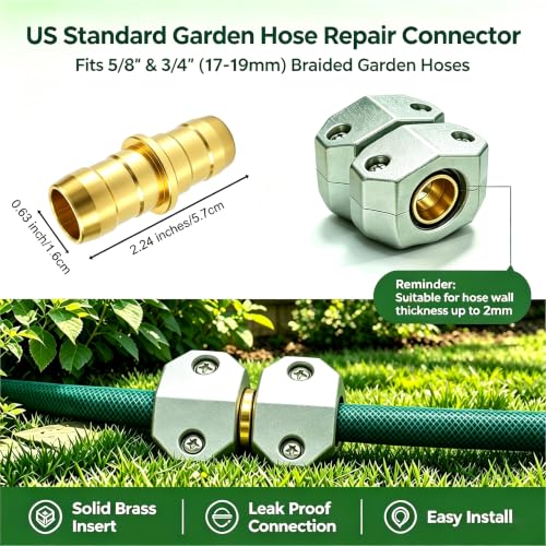 5/8" 3/4" Hose Mender kit Aluminum & Brass Heavy Duty Hose - Image 3