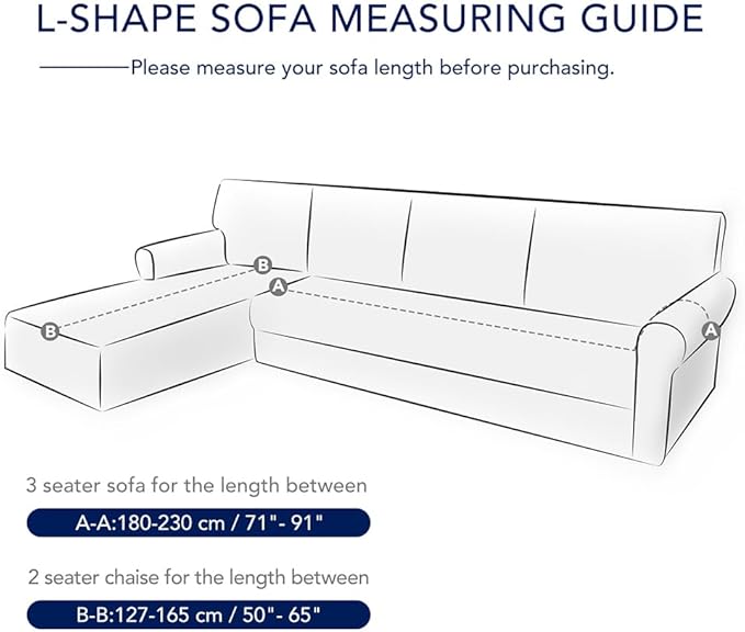 PureFit Super Stretch Sectional Couch Covers - 2 pcs Spandex Non Slip Sofa Covers with Elastic Bottom for L Shape Sectional Sofa Couch, Great for Kids & Pets (3 Seat Sofa + 2 Seat Chaise, Ivory)