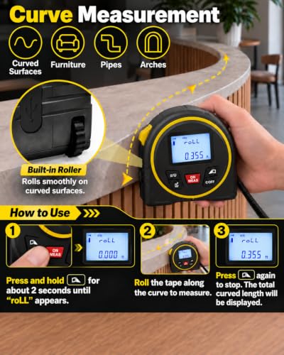 TEPU 3-in-1 Laser Tape Measure, 197FT Range - Image 6