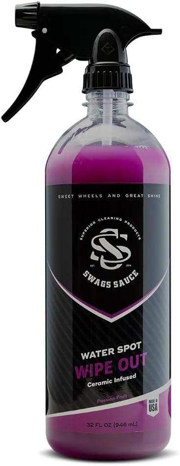 Wipe Out | Passion Fruit Scent | Water Spot Remover 32oz bottle by Swags Sauce – This ceramic-infused water spot remover tackles the toughest hard water spots on gel coat, plastic, and glass.