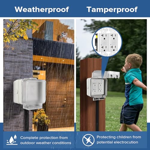 Dual 20 Amp GFCI Outdoor Electrical Outlet Box,Outdoor Outlet Box - Image 6