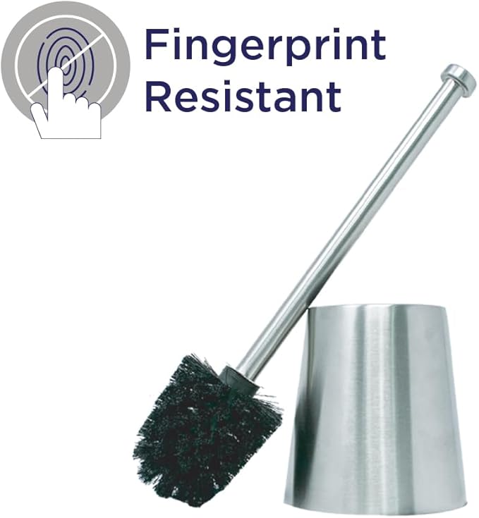 Toilet Brush and Holder, 304 Stainless Steel, Fingerprint-Proof, Rust Resistant, Toilet Bowl Brush for Bathroom Toilet - Ergonomic, Pratical Durable - 1 Pack