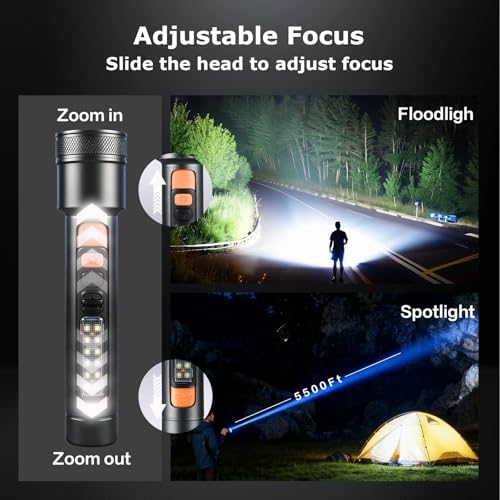 VAVOFO Rechargeable LED Flashlight, Gray & Orange - Image 5