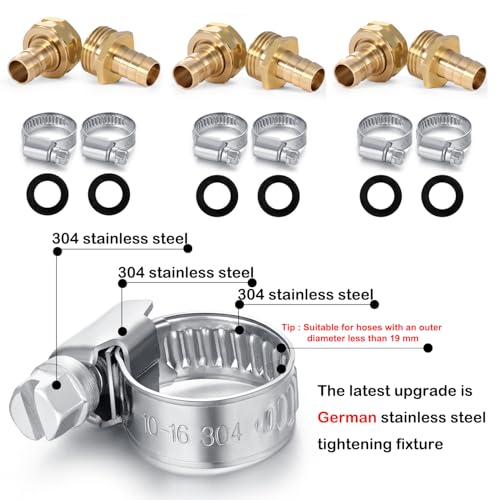 Solid Brass Garden Hose Repair Connector with Clamps Hose - Image 4