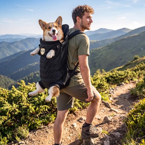 Dog Carrier Tactical Backpack for Medium Large 26-40lbs, Black - Image 6