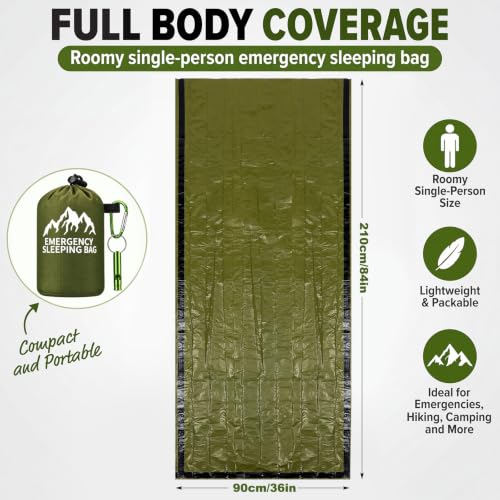 12 Pack Emergency Sleeping Bag for Adults, Survival Bivy Sack - Image 5