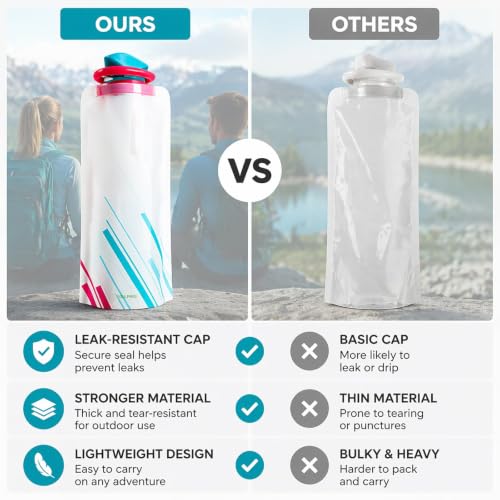 Collapsible Water Bottles 6 Pack with Folding Cutlery Set - Image 6