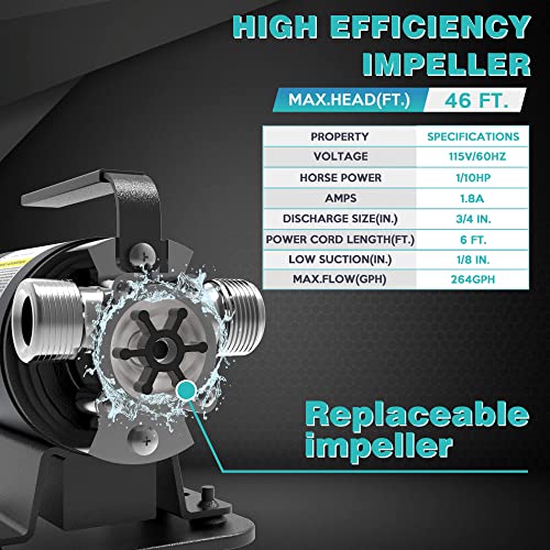Utility Water Transfer Pump 1/10 HP Portable Electric - Image 4