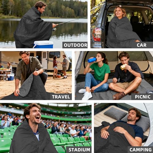 Large Waterproof Outdoor Blanket Thick Fleece 80" x 58" - Image 5