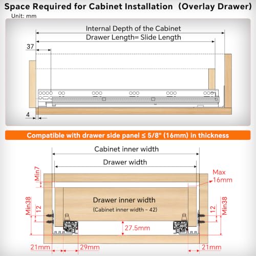 Undermount Soft Close Heavy Duty Drawer Slides 9 Inch, 80LB - Image 3
