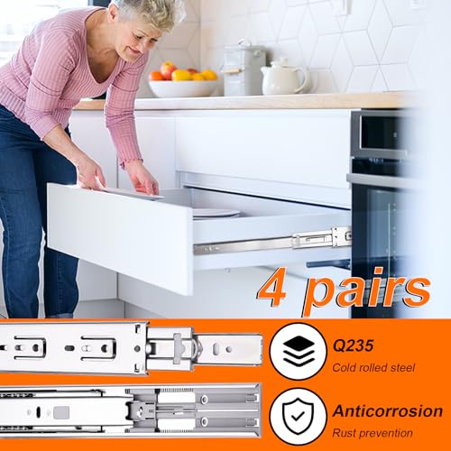 14 inch Drawer Slides 4 Pairs (8pcs) Soft Close 3 fold - Image 8