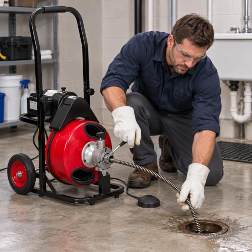 Drain Cleaner Machine 100FTx3/8'' Sewer Snake For 1.5 To 3 Pipes - Image 3