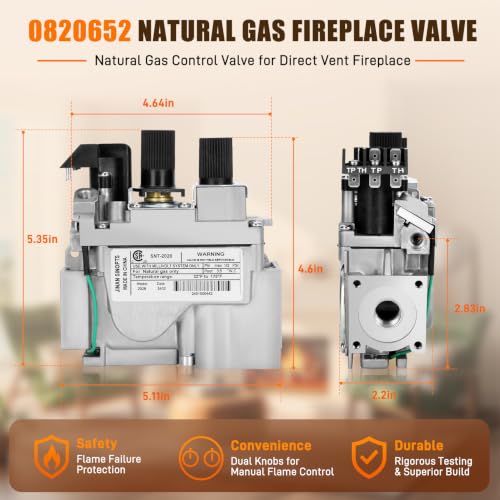 0820652 Natural Gas Fireplace Valve, Compatible with Sit-820 Nova - Image 3