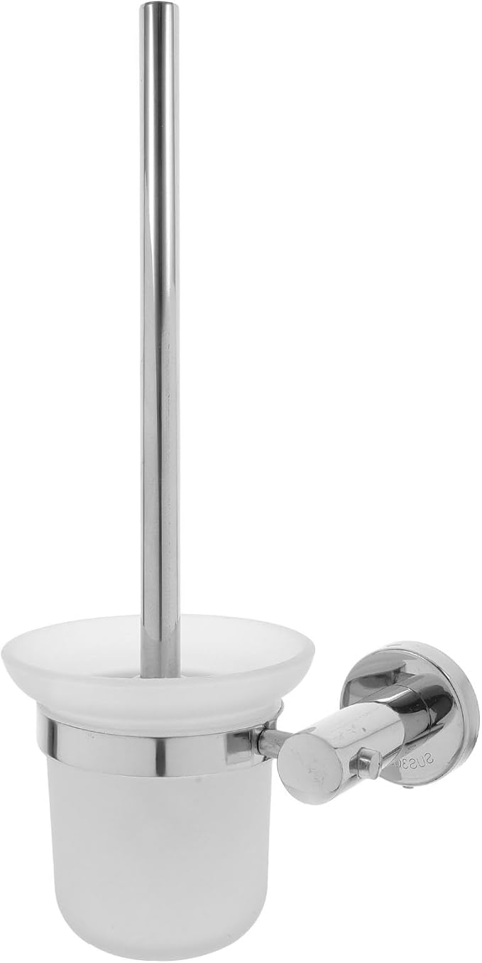 Long Handled Stainless Steel Toilet Brush with Holder Thick 304 Stainless Steel Bathroom Cleaning Brush for Toilet Bowl, Wall-Mounted Bathroom Accessory for Home Use