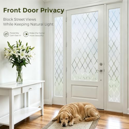 Frosted Window Privacy Film Diamond Static Cling 17.5 x 78.7 in - Image 3