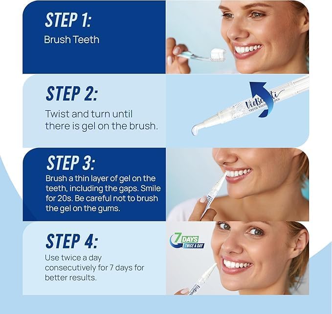 Viebeauti Teeth Whitening Pen Gel: Tooth Whitener with Carbamide Peroxide for Sensitive Teeth - Professional Dental Stain Remover for an Instant Bright Smile 0.05 Fl Oz