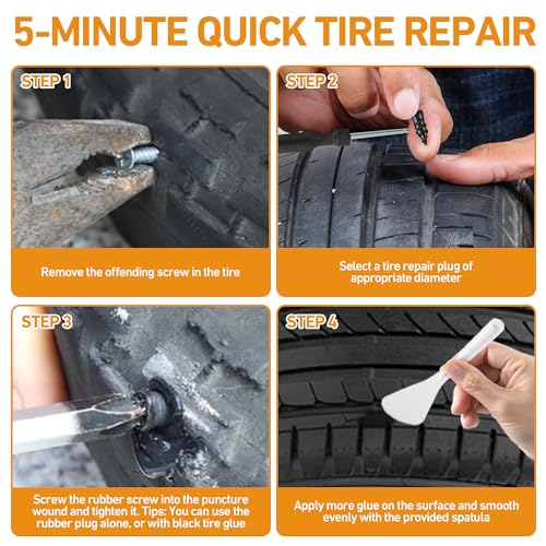 40 PCS Quick Fix Screw-in Tire Plug Kit with 2 Tubes - Image 6