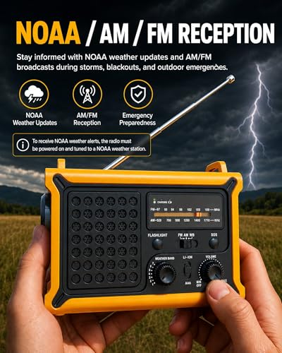 Emergency Radio with Hand Crank & Solar, NOAA Weather Band - Image 3