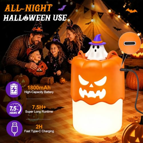 2 Pack Halloween Pumpkin Lanterns, Light Up Jack O Lantern - Image 4