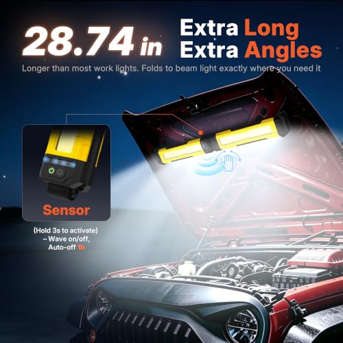 Foldable Rechargeable Magnetic Under Hood Work Light Bar-Yellow - Image 3