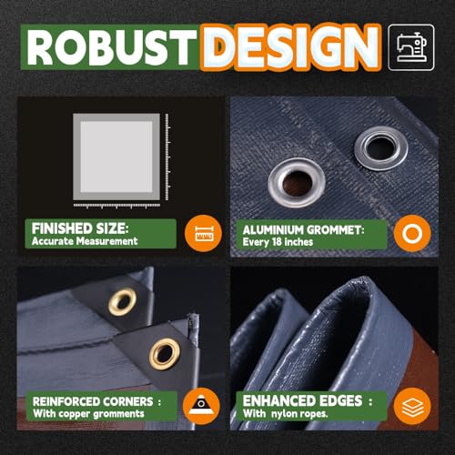 RAINDEWAY 8x8 Feet 18Mil Super Heavy Duty Tarp Waterproof Tarps - Image 6