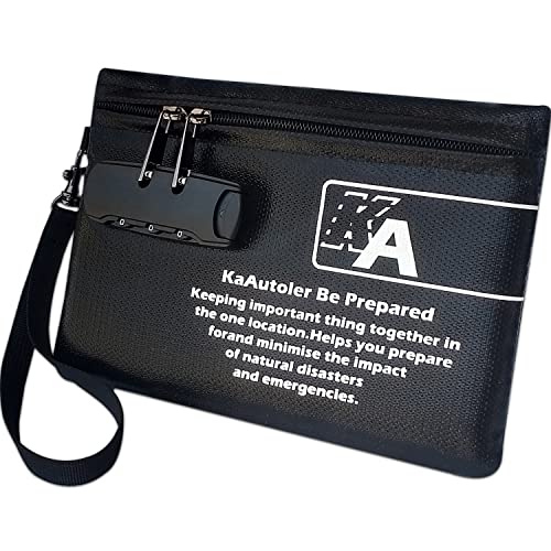 KaAutoler Small Fireproof Bag with Lock, Waterproof Money - Image 2