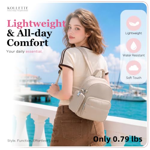 Mini Backpack for Women, Anti Theft Small Daypack Travel Khaki - Image 6