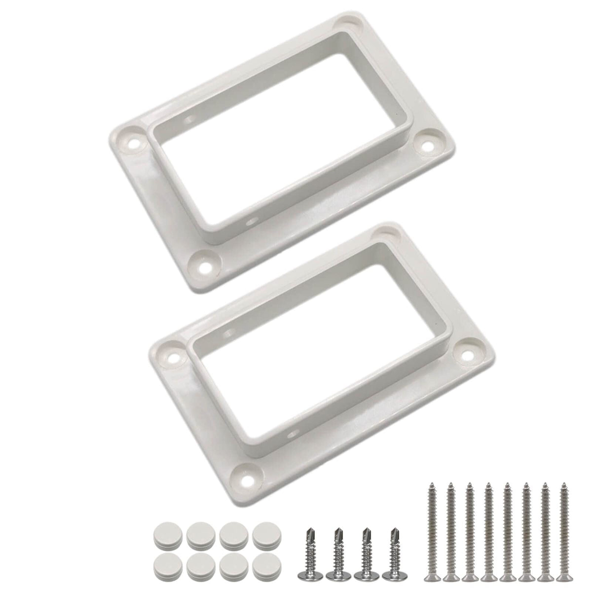 2-Pack 2" x 3.5" Slotted Handrail Bracket Kit, White Vinyl - Image 1