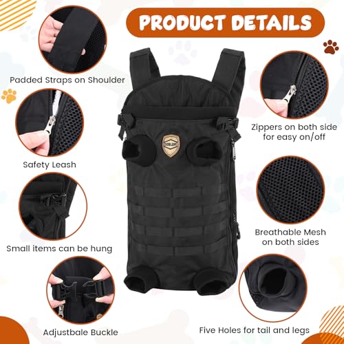 Dog Carrier Tactical Backpack for Medium Large 26-40lbs, Black - Image 4
