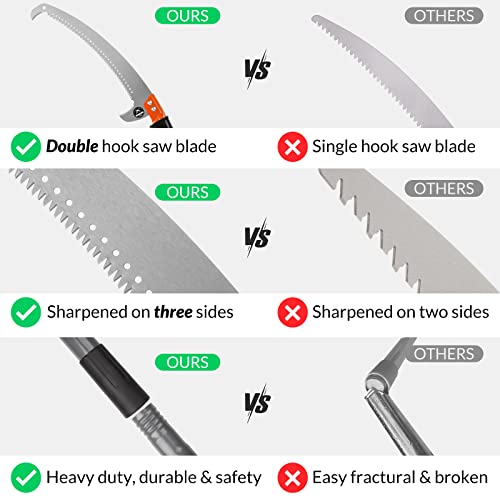 14FT Pole Saw for Tree Trimming 2-in-1 Hand Saw Steel - Image 6