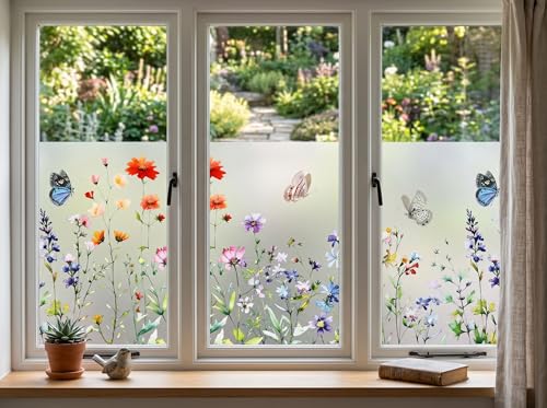 Static Cling Window Privacy Film, 78" x 17" Frosted Glass - Image 3