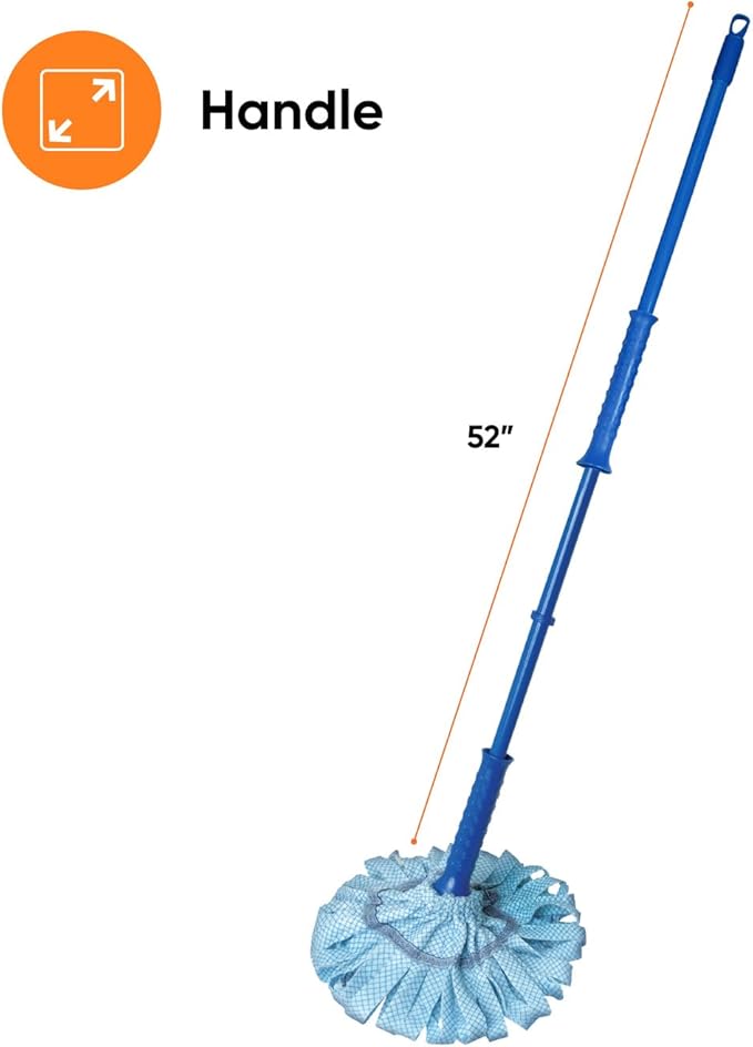 Superio String Cotton Mop for Hardwood Floors, Self-Wringing, Heavy-Duty Commercial/Industrial Use with Aluminum Handle – Blue