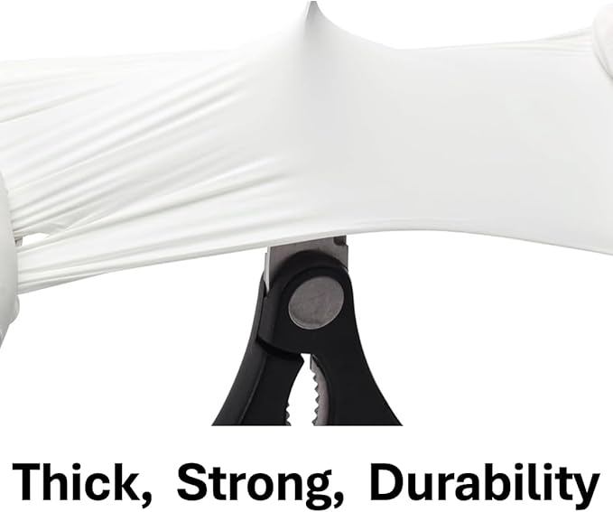 12 Inch 7.5Mil Ultra Stretch Professional White Disposable Nitrile Gloves, Cleaning, Food Safe, Kitchen, Tough & Strong
