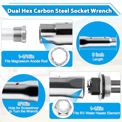 RV Water Heater Element, Anod Rod & Flush Wand Kit | Hand Tools - Image 6