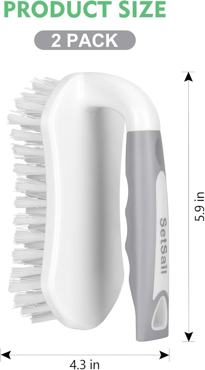 SetSail Toilet Brush and Plunger Set, Toilet Plungers for Bathroom Heavy Duty Toilet Bowl Brush and Holder+2 Pack Heavy-Duty Scrub Brushes with Stiff Bristles Cleaning Brush for Bathroom,Tub