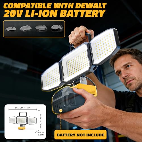 LED Work Light Compatible with DeWalt 20V Battery, 150W 15000LM - Image 3