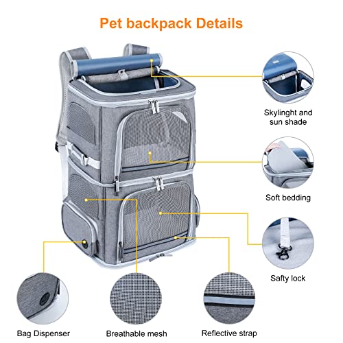 Double Cat Carrier for 2 Cats,Dog Backpack Carrier | Pet Essentials - Image 6